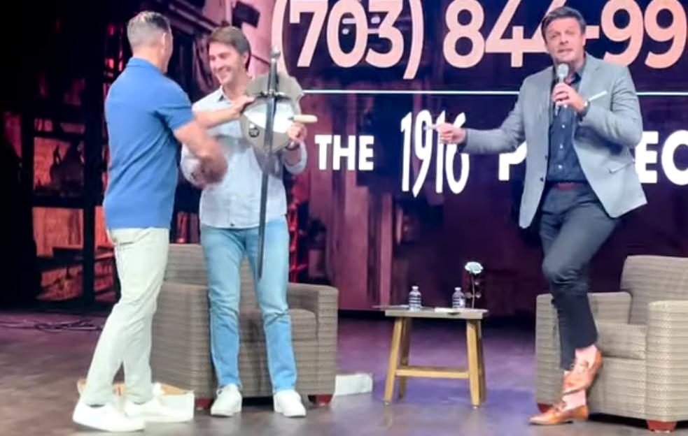 Pastor Austin Hamrick bestowed a Sword and Trowel during this Masonic Ritual